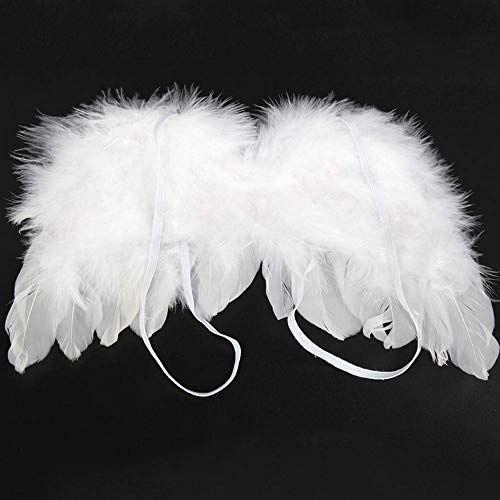 AMACOAM Babyfotoshooting kostuum engelenvleugels kinderen wit met zilveren bladhaarband veer baby engel vleugels pasgeborenen set meisjes baby kinderen fotografie kostuum pasgeborenen fotografie rekwisieten - Image 4