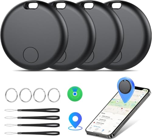 Air Tracker Tags 4er Pack Schlüsselfinder Air Tracker Tag Kompatibel mit Apple Wo ist? APP (Nur iOS) Koffer Tracker für Taschen/Gepäck/Key Batterielebensdauer EIN Jahr IP67 wasserdicht (4er Pack)