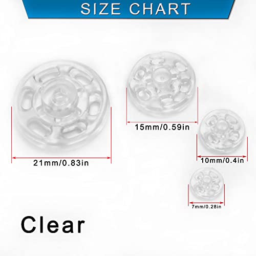 Betoplin 30 Sets Plastic Snaps Buttons, Clear Sew On Snaps Fasteners For Clothing Crafts (21Mm/0.83Inch) #TOP3