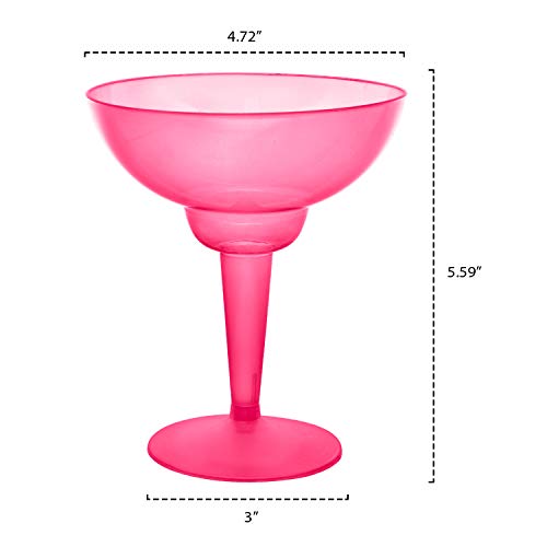Party Essentials Hard Plastic Two Piece 12-Ounce Margarita Glasses, Neon Pink, 10 Count #TOP2