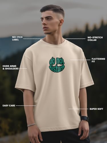 Image of Nobero Men's Oversized Graphic T-Shirt for Men | Soft Cotton | Drop Shoulder Relaxed Fit | Printed Casual Tshirt for Men