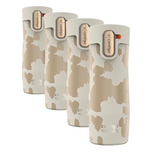 Image of Contigo Travel Mug, Stainless Steel, Vacuum-Insulated | Autoseal Lid | Hot 11 Hours, Cold 24 Hours | 16 oz | Pack of 4