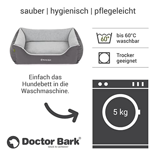 Doctor Bark Hundebett Kleine Hunde - Hundekörbchen Flauschig und Weich - Waschbar, Strapazierfähig, Kuschelig - Made in Germany - GreenLabel (S - 74x55 cm, Grau)