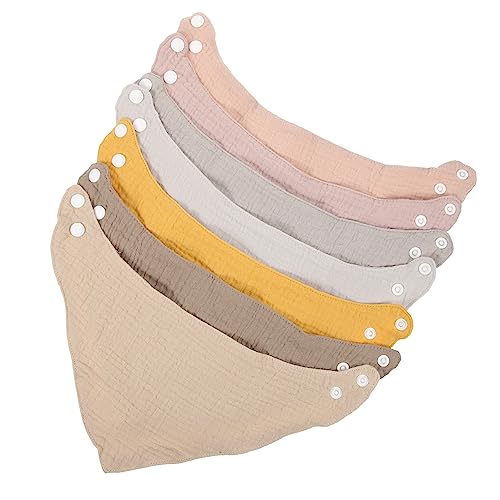 Toyvian 7 Piezas babero triangular baberos babero de destete babero de comedor pitets guarderia toallas guarderia babero para unisex babero con correa con hebilla a presión algodón