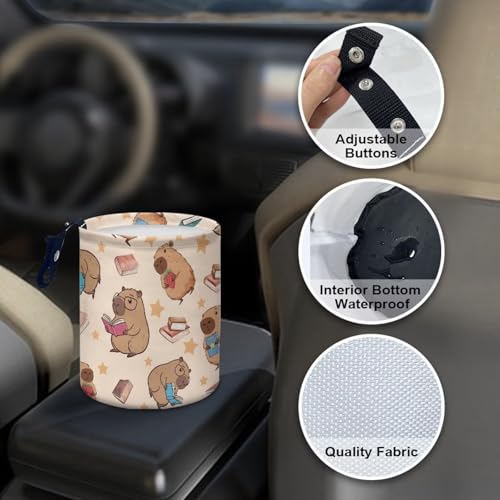 Image of Capibala Car Trash Bag, Car Trash Can - Cute, Portable, Collapsible for Back Seat, Floor, or Hanging Headrest Waste Basket - Cars Garbage Accessory