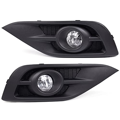 G-PLUS Front Bumper Driving Fog Light Lamps Compatible with Honda CRV CR-V 2012 2013 2014 w/Bezel & Switch Clear Lens 1 Pair