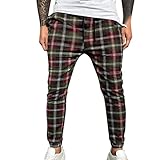 FASLOLSDP Herren Trekkinghose Karierte Outdoorhose Casual Mode Jogginghose Arbeitskleidung Männer Sporthose Fahrrad Outdoorhose Herbst und Winter Laufhose Sweatpants
