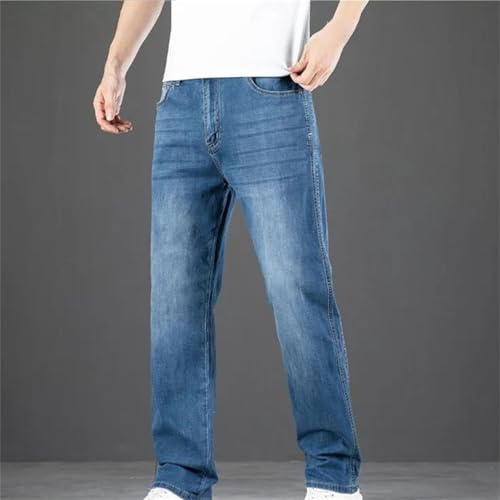 Men's Spring Fall Jeans – Business Casual Straight Loose Fit Denim Pants, Fashion Work Trousers3