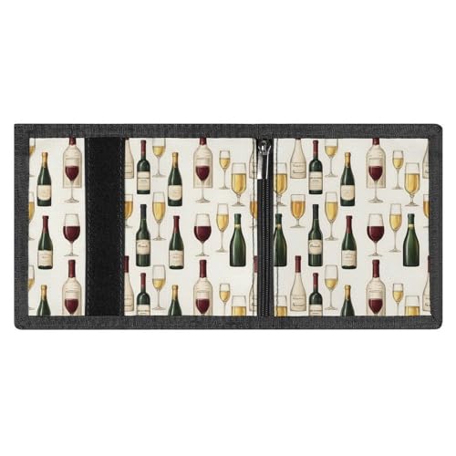 Red Wine Champagne Print Wallet for Men, 8 Credit Card Holder Slim Minimalist Front Pocket Small Mens Bifold Wallets3