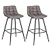 WOLTU BH249dgr-2 Sgabelli da Bar Stile Industriale Alta Sedia da Cucina in Ecopelle Grigio Scuro Gambe in Metallo 2 Pezzi