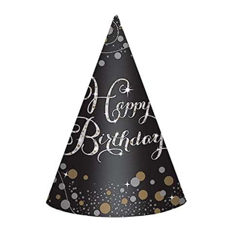 Amscan Gold Sparkling Birthday Cone Hats Cover
