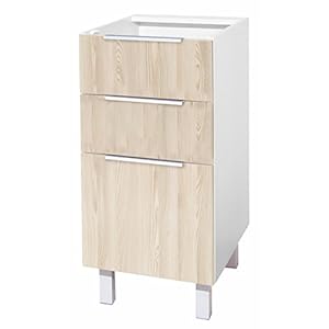 Berlioz Creations CT4BF Unterschrank für Küche mit 3 Schubladen, aus Esche, 40 x 52 x 83 cm, 100 Prozent französische Herstellung