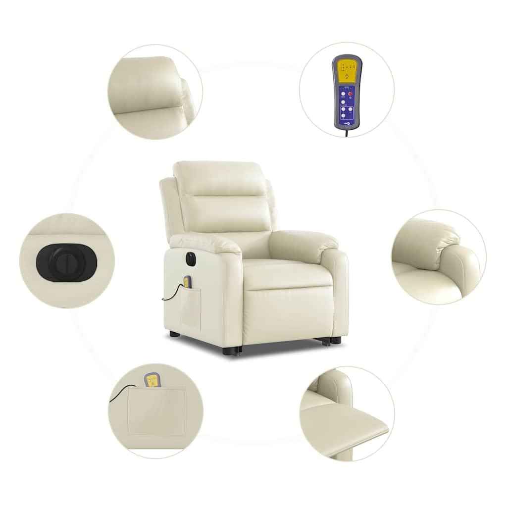 Sillón elevador eléctrico reclinable con masaje por vibración, 6 puntos de masaje, función elevación e inclinación 135°, estructura estable de madera y metal,