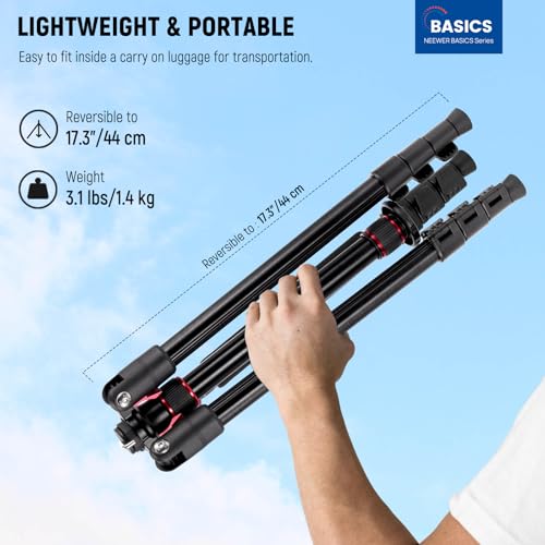 NEEWER Basics Camera Tripod Monopod, 71" Aluminum Heavy Duty Portable Travel DSLR Cell Phone Stand with 360° Ball Head Cellphone Holder Mount Compatible with iPhone for Filming Video Recording, TP15