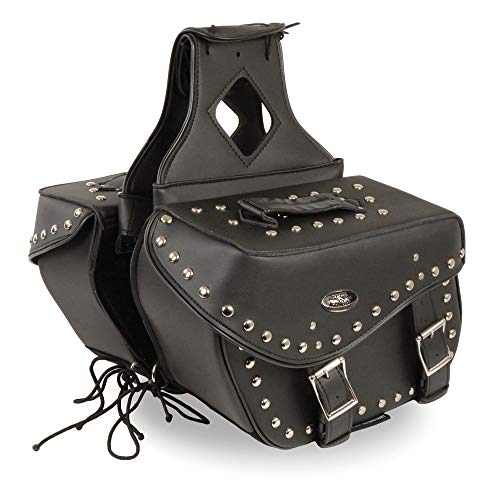 Image of Milwaukee Leather Studded Throw-Over Motorcycle Saddlebags - Synthetic Leather - Universal Fit - Zip-Off - Medium