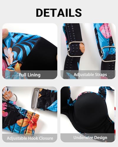 Image of Yonique Women Underwire Bikini Top - 2026 Push Up Swimsuit Tops Padded Bra Bahting Suit
