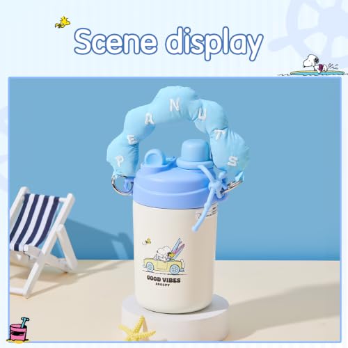 Image of MINISO Peanuts Snoopy Insulated Stainless Steel Tumbler with Lid Straw 17oz