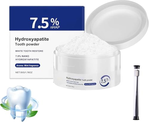 Polvo de dientes de hidroxiapatita, 7.5% de nano hidroxiapatita en polvo para dientes, polvos minerales de restauración de dientes, polvos potenciadores de pasta de dientes para protección del esmalte