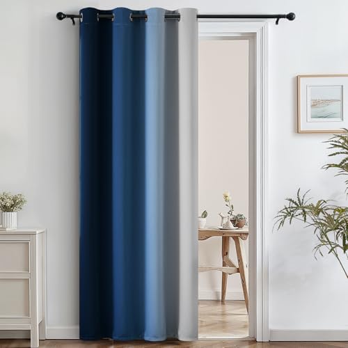 Image of SimpleHome Blue to White Ombre Room Darkening Curtains 84 inches,1 Panel | Curtains for Bedroom,Thermal Insulated Grommet Gradient Drape,Light Blocking Window Curtain for Living Room,1 Panel,52Wx84L