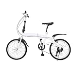 GXSFLG 20 Inch Folding Bike Adult, 6 Speed Road Bicycle, City Bike for Children, Adjustable Height Mountain Bike, with Double V-Brakes, Carbon Steel Frame, for Adults and Children Teenagers