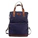Produktbild LECONI Rucksack retro Lederrucksack Freizeitrucksack Vintage-Look Wanderrucksack backpack modern für Damen & Herren Canvas Leder 28x37x13cm LE1019-C, Navy / Braun, L