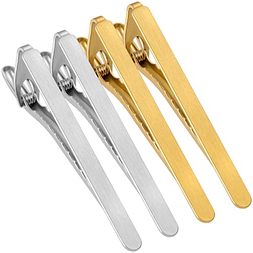 Clips de corbata para hombre de 4 piezas en color dorado plata y negro