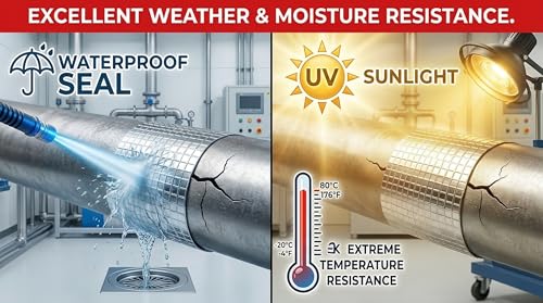 Image of Super Strong Adhesive Waterproof Tape Permanent Repair Aluminum Butyl Rubber Foil for Roof Leak, surface Crack, Window Sill, Water Tank, Boat Sealing, Home Renovation (2 Inch 5 Mtr)