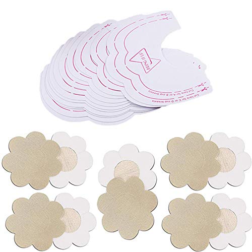 Timelike - Pezoneras - para mujer 10 Breast Lift Tapes+ 10 Petal Satin Nipple Covers Talla única
