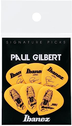 Paul Gilbert Signature Pick, Short Teardrop shape, Heavy (1.0mm), Polyacetal, Color: Yellow, 6-Pack