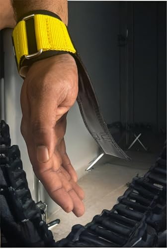 Image of IndiaHunk Heavy Duty Weight Lifting Grips with Neoprene Wrist Wraps - Strong Rubber Support for Deadlifts, Rows & Pull-Ups (Yellow)