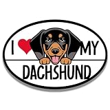 Magnet Me Up I Love My Dachshund Magnetic Car Decal, 4x6 Inches Oval, Dog Lover Gift for Cute Weiner Dog Breed Enthusiasts, for Car, Fridge, Lockers, and Any Magnetic Surface, Crafted in USA