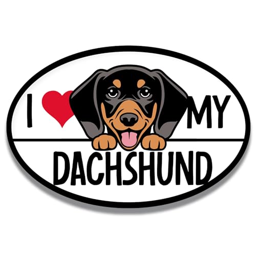 Magnet Me Up I Love My Dachshund Magnetic Car Decal, 4x6 Inches Oval, Dog Lover Gift for Cute Weiner Dog Breed Enthusiasts, for Car, Fridge, Lockers, and Any Magnetic Surface, Crafted in USA