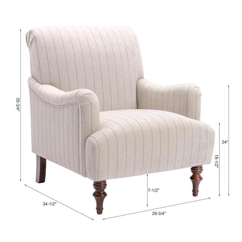 Sillón clásico beige tela con brazos enrollados miniatura 3