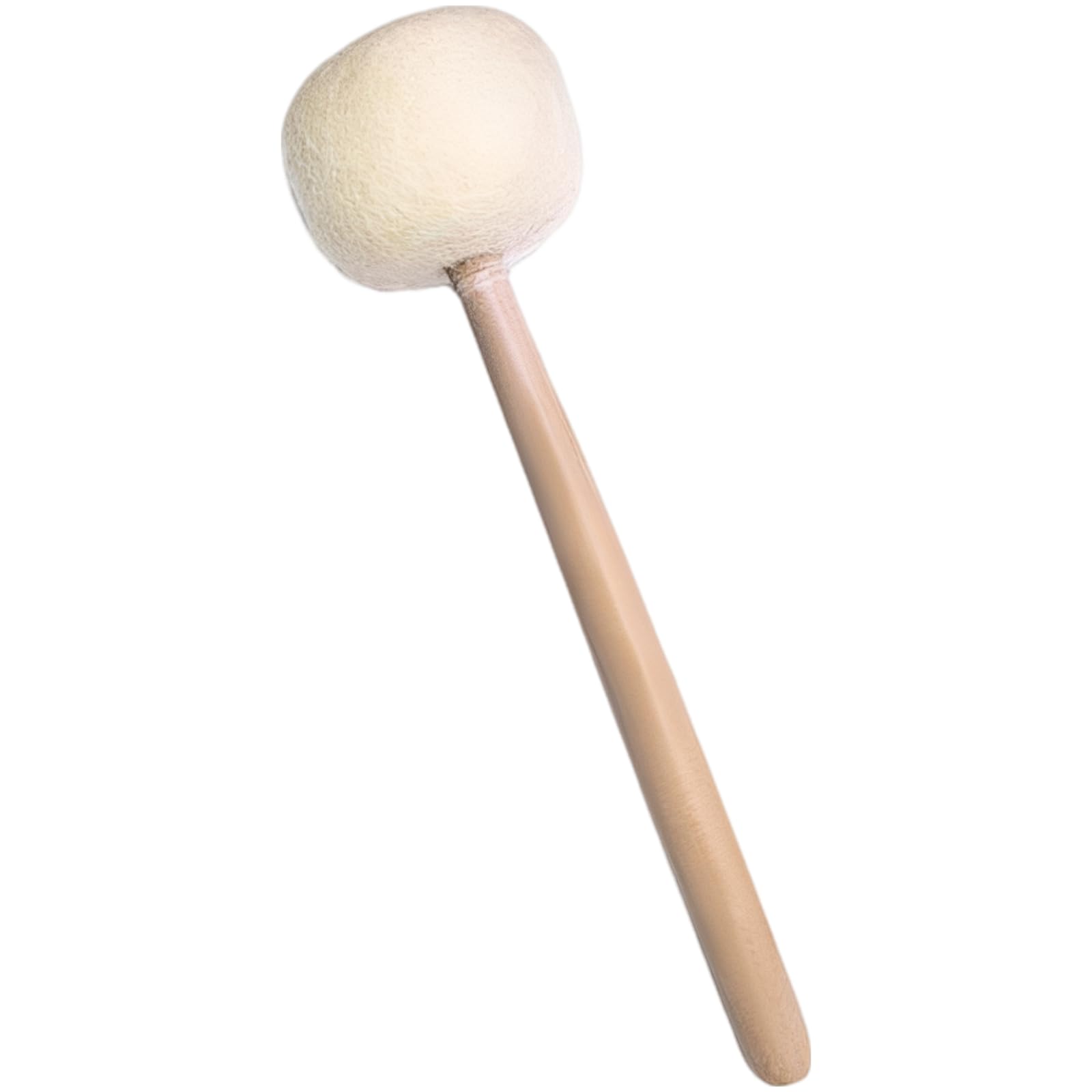 Ręcznie wykonana pałeczka do misy dźwiękowej, średni rozmiar, biała głowa filcowa wełniana, stabilny drewniany uchwyt, długość 30 cm, głowa 7,5 cm, do pracy dźwiękowej, medytacji, jogi, relaksu
