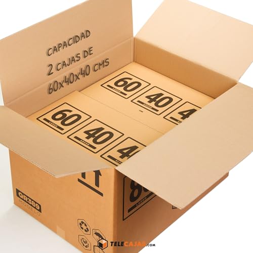 TELECAJAS | 80x60x55 cm - Cajas Gigante de Cartón Mudanza Baul Grande - Medio Palet | Ideal para Envío y Guardar Objetos Voluminosos Anónimas, Doble Pared Reforzada | Pack de 2 cajas - imagen 4