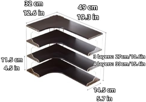Large Multi-Tier Acrylic Mug Rack - Corner Storage Shelf & Plate Holder for Kitchen, Living Room, Bedroom - Stylish Cup Display Organizer (Black)