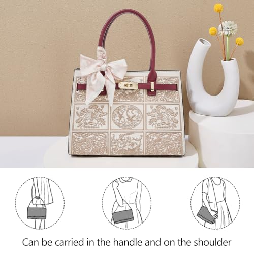 Image of FOXLOVER Medium Tote Bag for Women Designer Vintage Satchel Handbags Top-handle Purses