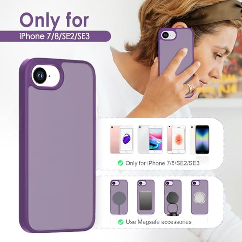 Image of TENOC Phone Case Compatible with iPhone SE (2nd 2020 and 3rd 2022 Generation) & iPhone 7 & iPhone 8, Dark Purple Case Translucent Protective Bumper Matte Hard Back Cover for 4.7 Inch