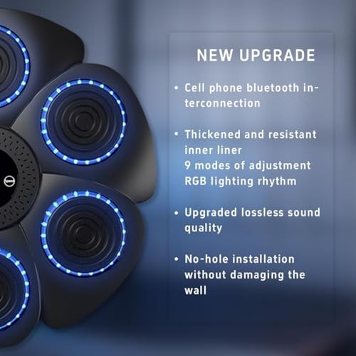 Machine de boxe musicale Bluetooth avec 9 vitesses pour entraînement LED à la maison