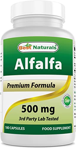 Best Naturals 817716016436 Alfalfa Green Super Food 500 Mg 180 Capsules cover