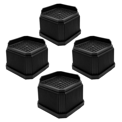 Umelee 洗濯機かさ上げ台 5.1cm高さ調整 6.4cm足対応 高さ調節器具 家電・家具向け 振動・騒音軽減 滑り止め 耐荷重1000kg 4個セット ブラック