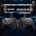AceGamer Aurora Generation 2.4G Wireless Bluetooth Controller for PC/Android/Switch/iOS/Steam Deck with Linear Motors, Hall Joysticks and RGB Light- Upgraded PC Gaming Controller and Back Buttons Lock (Black) - Image 3