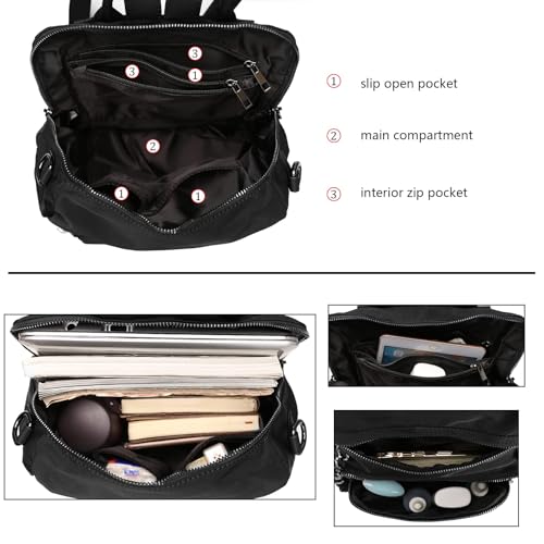 Image of Uromee Travel Backpack Purse for Women Nylon Ladies Fashion Tassel Shoulder Bag Convertible