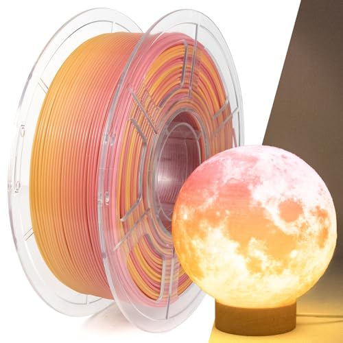 IEMAI PETG Filament 1.75mm 1Kg, High Speed Durchscheinend PETG Gradient Regenbogen Rosa Gelb 3D Drucker Filament, Maßgenauigkeit +/- 0,02 mm