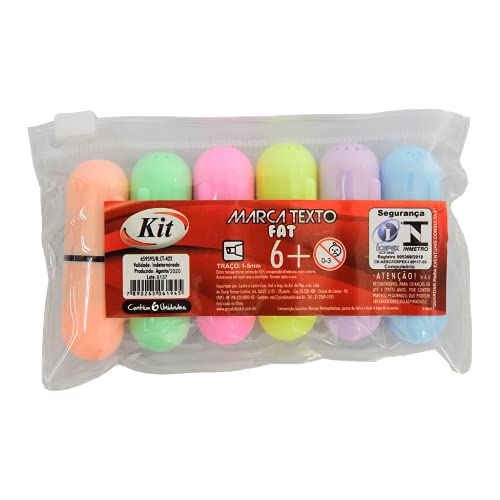 Marca Texto Fat Kit, estojo com 6 cores