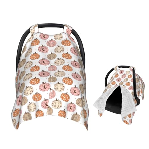 Image of Pumpkins and Bats Baby Car Seat Canopy Nursing Cover for Newborn Car Seat Breastfeeding Covers Blanket Newborn Shower Gift