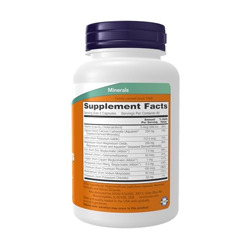 NOW Full Spectrum Mineral Caps Multi-Mineral Supplement, 120 Veg Capsules #TOP18