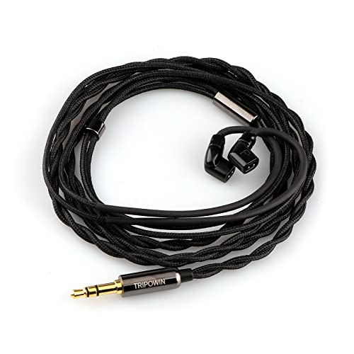 Image of Linsoul Tripowin Zombur in Ear Monitor Cable, 4N High Purity OFC Oxygen Free Cable HiFi Wired IEM Cable, Cotton Yarn Outer Layer, 3.5mm Audio Jack for Musician Audiophile(Without Mic, Recessed 2pin)