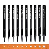 WUTA Beschichtung Titan Locheisen Set, Rund Hohlstanz-Schneidewerkzeug, Locheisensatz für Leder, Uhrenarmband, Dichtungsgürtel(10 Stück)