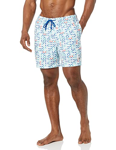 Original Penguin Men's Swm Recycl Volley Geometric Print Swim, Bright White, Large #TOP12